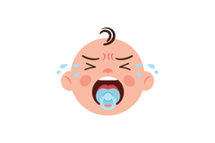 Crying baby with pacifier in a flat design style vector art Product Image 1