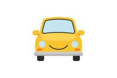 Cute yellow car with a smiling face in a minimal flat design Product Image 1