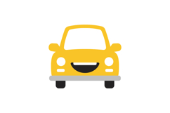 Yellow smiling car front view in flat design vector art Product Image 1