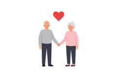 Elderly couple holding hands in a warm and loving manner, fl Product Image 1