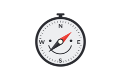 Smiling compass design in minimal style featuring cardinal d Product Image 1