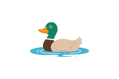 Colorful cartoon duck swimming in a serene pond with ripplin Product Image 1