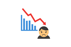 A sad man with declining graph illustrating negative emotion Product Image 1