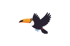 Colorful toucan flying gracefully through the sky in a flat Product Image 1