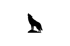 A howling wolf silhouette on a rocky outcrop in minimalistic Product Image 1
