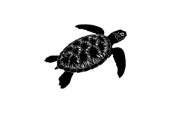 Sea turtle swimming gracefully in a minimalistic black and w Product Image 1