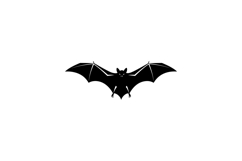 Black bat with wings spread wide in flat design style vector Product Image 1