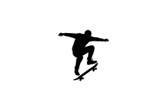 Silhouette of a skateboarder performing an airborne trick in Product Image 1