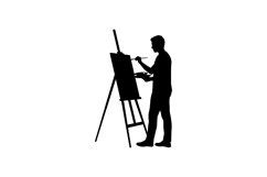 Artist painting on an easel in a minimalistic vector illustr Product Image 1
