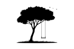 A large tree with a swing hanging beneath its branches in fl Product Image 1