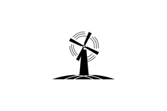 Wind turbine spinning on a green hill under a clear sky in f Product Image 1