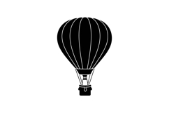 Hot air balloon soaring through the sky in minimalistic blac Product Image 1