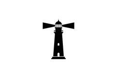 Lighthouse silhouette standing tall with beams shining brigh Product Image 1