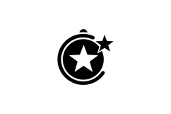 Black star and crescent moon design in flat style vector art Product Image 1