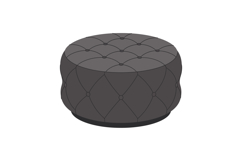Round tufted ottoman with a smooth surface in minimalistic f Product Image 1