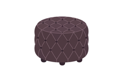 Round tufted ottoman in a rich brown color with a minimal fl Product Image 1
