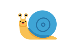 Happy cartoon snail with a blue shell in flat vector art sty Product Image 1