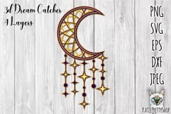 Dream Catcher SVG 3d Layered|moon and stars 3d SVG Product Image 1