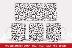 Heart Leopard Mug Sublimation Design. Valentines Mug Wrap 03 Product Image 1