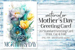 Mother's Day Card, Watercolor Floral Printable Card, c1 Product Image 1