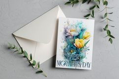 Mother&#039;s Day Card, Watercolor Floral Printable Card, c1 Product Image 2