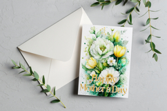 Mother&#039;s Day Card, Watercolor Floral Printable Card, c16 Product Image 3