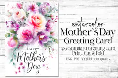 Mother's Day Card, Watercolor Floral Printable Card, c21 Product Image 1