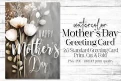 Mother's Day Card, Watercolor Floral Printable Card, c23 Product Image 1