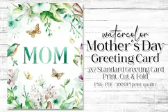 Mother's Day Card, Watercolor Floral Printable Card, c26 Product Image 1