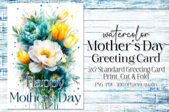 Mother&#039;s Day Card, Watercolor Floral Printable Card, c3 Product Image 1