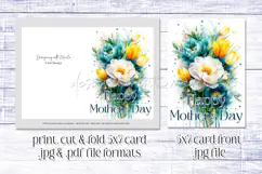Mother's Day Card, Watercolor Floral Printable Card, c3 Product Image 3