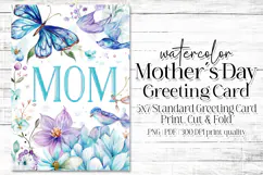 Mother's Day Card, Watercolor Floral Printable Card, c31 Product Image 1