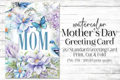 Mother's Day Card, Watercolor Floral Printable Card, c32 Product Image 1