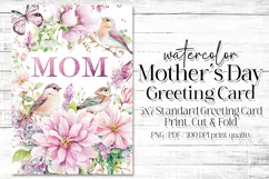 Mother's Day Card, Watercolor Floral Printable Card, c35 Product Image 1