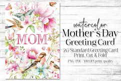 Mother's Day Card, Watercolor Floral Printable Card, c36 Product Image 1