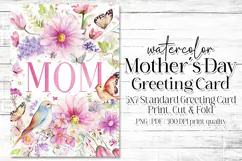 Mother's Day Card, Watercolor Floral Printable Card, c37 Product Image 1