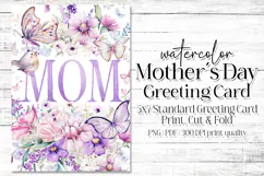 Mother's Day Card, Watercolor Floral Printable Card, c38 Product Image 1