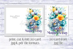 Mother's Day Card, Watercolor Floral Printable Card, c4 Product Image 3
