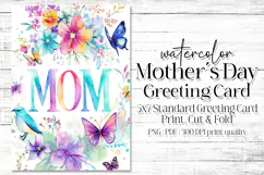 Mother's Day Card, Watercolor Floral Printable Card, c42 Product Image 1