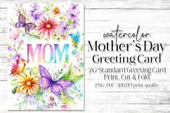 Mother's Day Card, Watercolor Floral Printable Card, c43 Product Image 1
