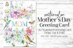 Mother's Day Card, Watercolor Floral Printable Card, c44 Product Image 1