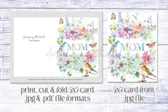 Mother's Day Card, Watercolor Floral Printable Card, c44 Product Image 2