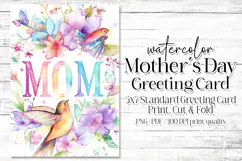 Mother's Day Card, Watercolor Floral Printable Card, c45 Product Image 1