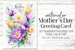 Mother's Day Card, Watercolor Floral Printable Card, c46 Product Image 1