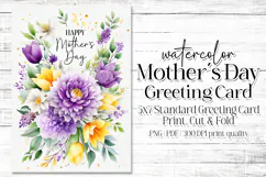 Mother's Day Card, Watercolor Floral Printable Card, c47 Product Image 1