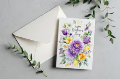 Mother's Day Card, Watercolor Floral Printable Card, c47 Product Image 3