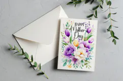 Mother's Day Card, Watercolor Floral Printable Card, c48 Product Image 3