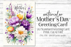 Mother's Day Card, Watercolor Floral Printable Card, c49 Product Image 1