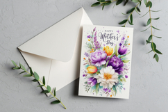 Mother&#039;s Day Card, Watercolor Floral Printable Card, c49 Product Image 3