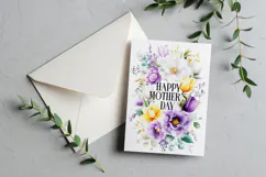 Mother's Day Card, Watercolor Floral Printable Card, c50 Product Image 3